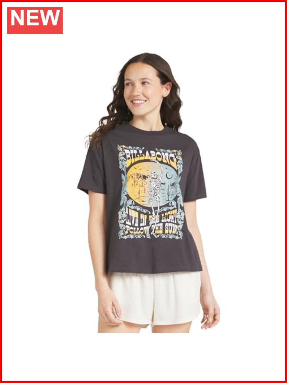 Billabong Women's Regular Fit 100% Cotton Graphic T-Shirt Short Sleeve Crew Neck